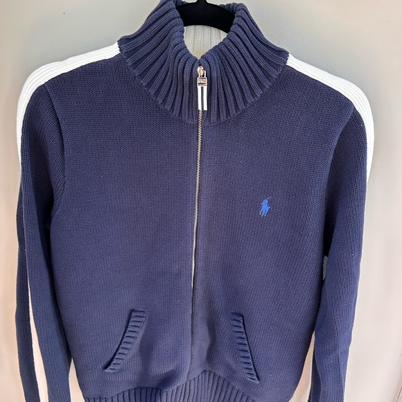 Ralph Lauren Sweaters - Ralph Lauren Blue Knit Women’s Sweater with White Stripes